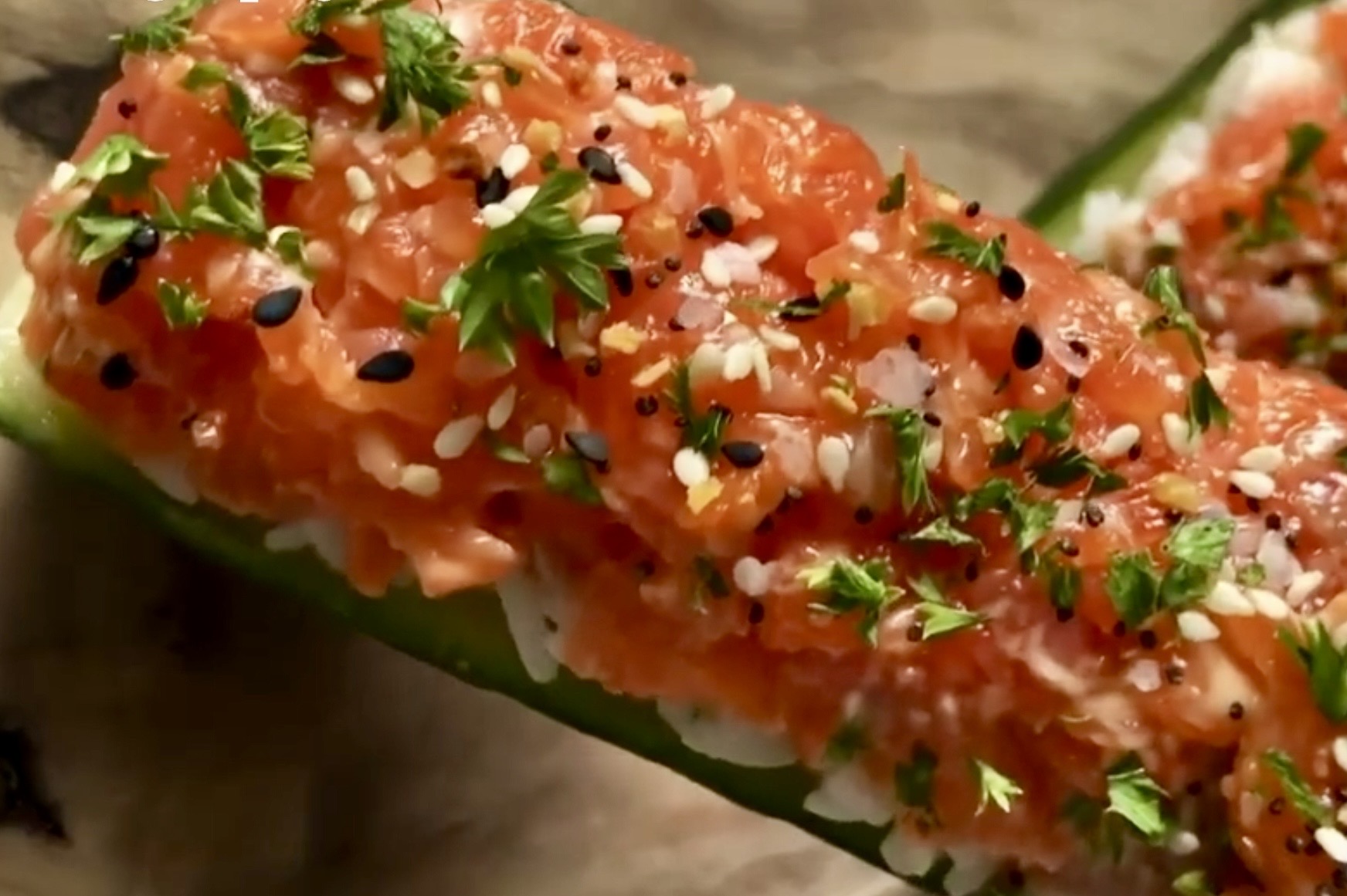 Spicy Salmon Sushi Boats