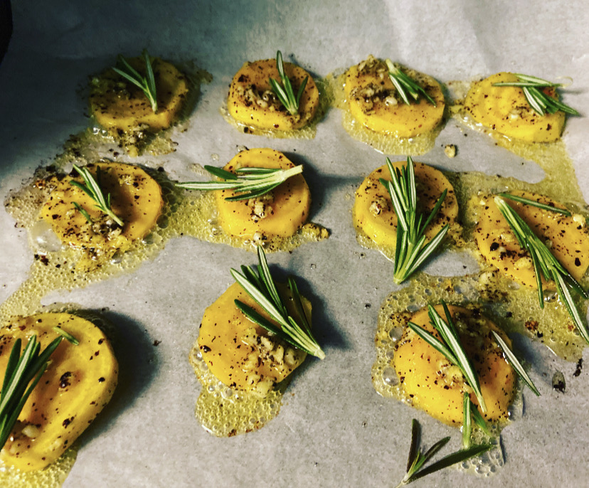 Roasted Golden Beets with Rosemary
