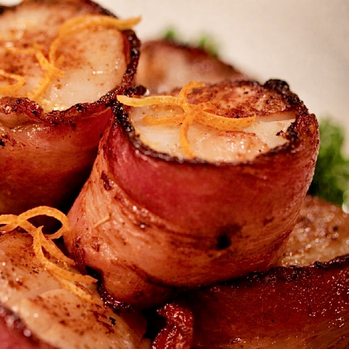 maple bacon wrapped scallops